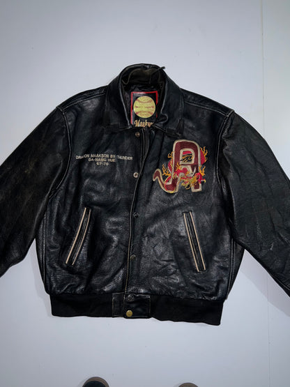 ZSuper Rare 90's Vintage (Rare) Original Leather Jacket, Embroidered (M/L)