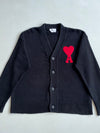 AMI Paris Ami de Coeur Black Knit Cardigan (XL)