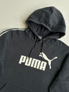 Puma Black Big Logo Hoodie – Taped Shoulder Stripe – (XL)