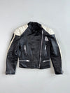 Vintage 80s Black & White Leather Café Racer Moto Jacket(Xs)