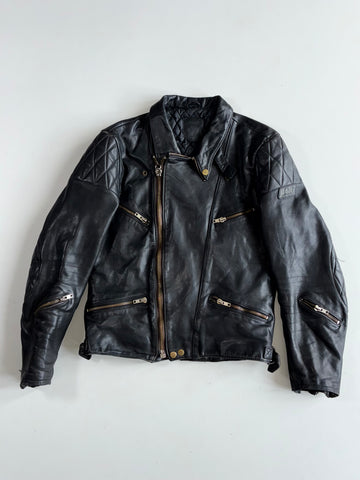 Vintage Black Leather Cafe Racer Jacket (S)
