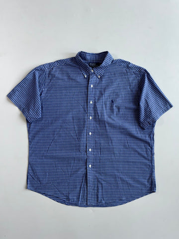 Polo Ralph Lauren Blue Check Short Sleeve Button-Down Shirt (4Xl)
