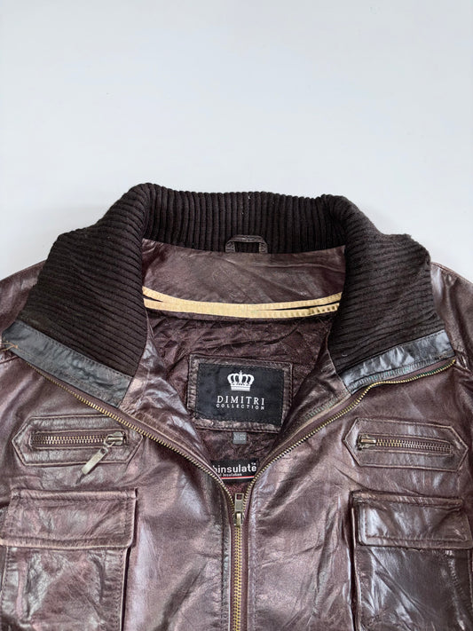 Vintage Dimitri’s Premium Utility Leather Jacket With removable Liner (XL)