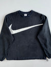 Nike Big Swoosh Black Fleece Crewneck Sweatshirt(Xl)