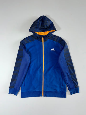 Adidas Colorblock Zip Hoodie – Blue & Orange Mesh Panel (S)