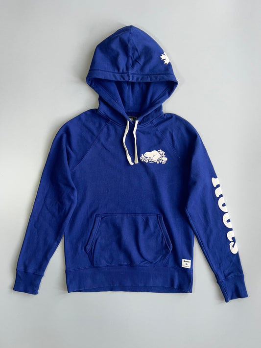 Roots Canada Beaver Logo Sleeve Print Pullover Hoodie Royal Blue (S)