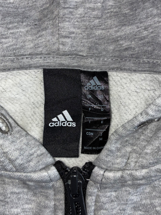 Adidas Colorblock Zip-Up Hoodie – Grey & Black (M)