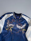 ZVintage Japanese Sukajan Bomber Jacket - Embroidered Cranes & Sakura (L)