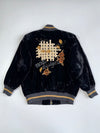 I-Ley Made Designs Black Velvet Floral Fully Embroidered Bomber Jacket (M)