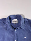 Carhartt WIP Blue Corduroy Long-Sleeve Button-Up Shirt with Embroidered Logo (XL/2XL)