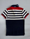 Tommy Hilfiger Slim Fit Colorblock Stripe Rugby Polo Shirt  Navy/White/Red (S/M)