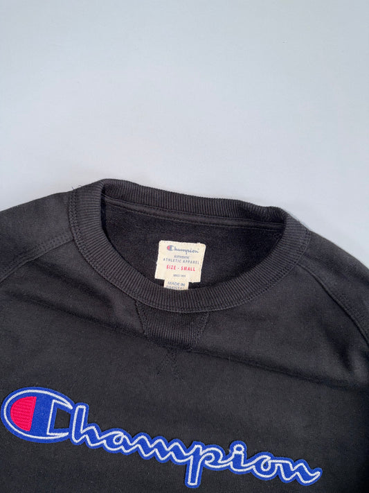 Champion Script Logo Sweatshirt | Black | Size S