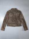 Soia & Kyo Crinkled Suede Leather Trucker Jacket  Taupe/Grey (XS)