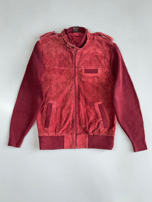 Super Premium Original Pure Leather Jacket (Woollen Sleeve ) (M)