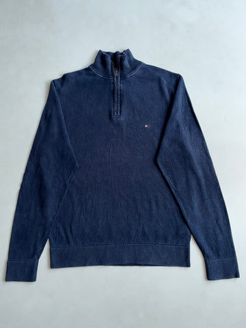 Tommy Hilfiger Navy Quarter-Zip Premium Cotton Sweater (S)