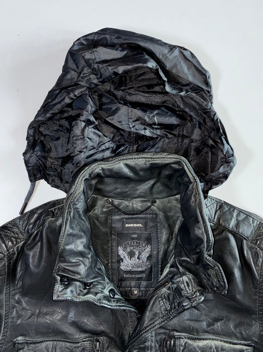 Diesel Premium Original Leather Jacket (Hidden Collar Cap)(M)