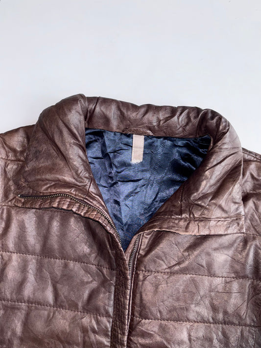 Premium Original Pure Leather Puffer Jacket (L)