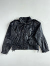 Vintage Black Leather Western Jacket with Lace-Up Fringe Sides & Epaulettes (XL)
