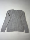 Lauren Ralph Lauren Heather Grey Cable Knit V-Neck Sweater Women’s (L)