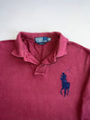 Polo Ralph Lauren Big Pony Embroidered Long Sleeve Rugby Polo Shirt Burgundy Size (L)
