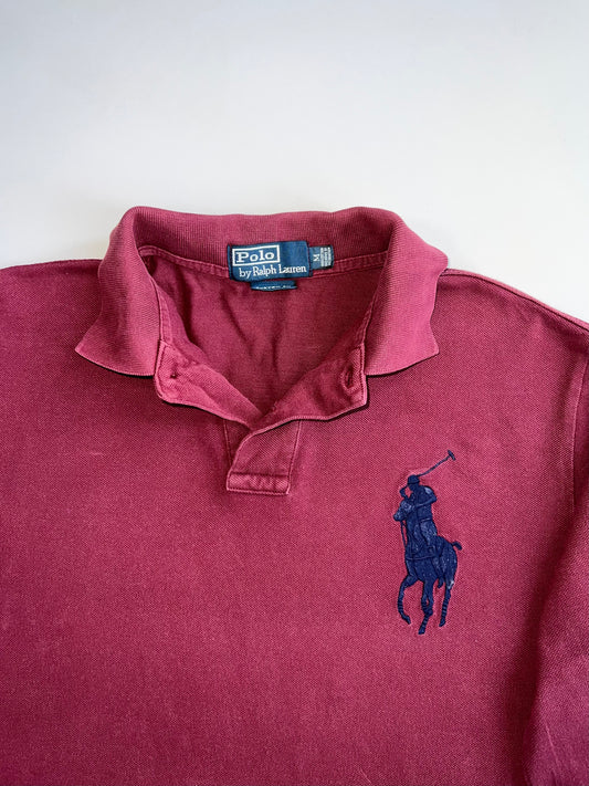 Polo Ralph Lauren Big Pony Embroidered Long Sleeve Rugby Polo Shirt Burgundy Size (L)