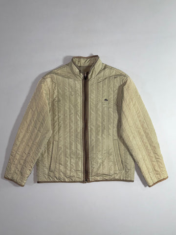 Lacoste Quilted Zip Jacket  Beige Vintage Bomber Style (L)
