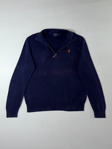 Polo Ralph Lauren Quarter-Zip Sweater – Navy, Pima Cotton (L)