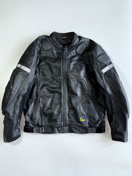 Difi Reflective Stripe Armored Leather Moto Jacket (2XL)