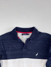 Nautica Colorblock Long Sleeve Polo Shirt – Navy/White (L)