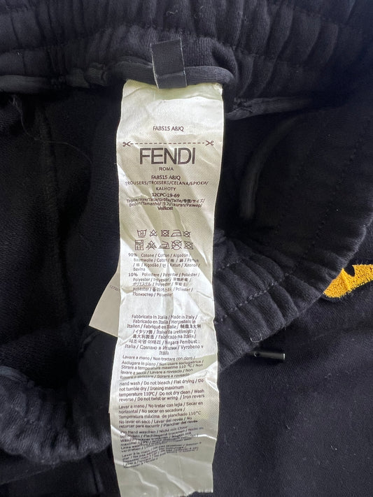 Fendi Monster Eyes Black Sweat Shorts Embroidered Logo (W:33) (L:21.5)