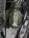 Vintage Playboy Black Leather Fur-Collar Aviator Bomber Jacket (L)