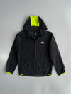 Adidas Three Stripes Black & Neon Yellow Hooded Windbreaker (M)