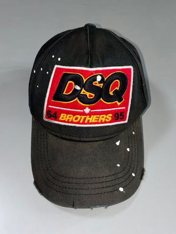 DSQUARED2 “Brothers 64/95” Cap – Distressed Black (Adjustable)