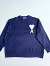 AMI Paris Ami de Coeur Navy Knit Sweater(XL)