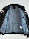 Yes Zee Urban Chic Black Leather Café Racer Jacket – White Racing Stripes, Distressed Finish (L)