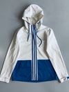 Adidas Striped Hooded Track Jacket White/Blue (XS)