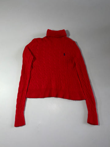 Polo Ralph Lauren Red Wool Cashmere Cable Knit Turtleneck Sweater Women’s (XXS)