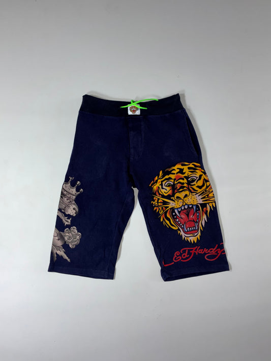 Ed Hardy | Navy Tiger & Crown Print Shorts (W:28) (L:23)