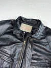 Vintage 90s More & More Black Leather Bomber Jacket – Zip Chest Pockets (2XL)