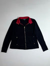 Lauren Ralph Lauren Women's Contrast Collar Zip Jacket – Black/Red  (S/M)