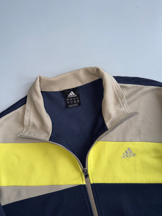 Adidas Colorblock Track Jacket | Navy Beige Yellow (XL)