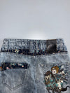 Japanese Vintage | Samurai Embroidered Distressed Jeans | Grey Wash (W:28|L:43)