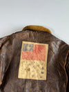 Vintage 90s Cotton Field Pure Leather A-2 Flight Bomber Jacket Military Patch Sherpa Collar, Distressed (XL)