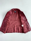 Fashcre Italy Mode Oxblood Red Leather Button-Up Jacket,Women’s (S)
