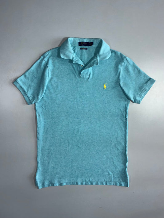 Polo Ralph Lauren Custom Slim Fit Polo | Yellow Pony Logo | Mint Blue (M)