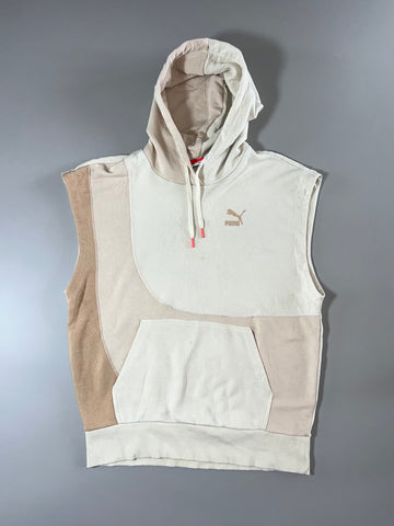 Puma Colorblock Sleeveless Hoodie – Cream/Beige (L)