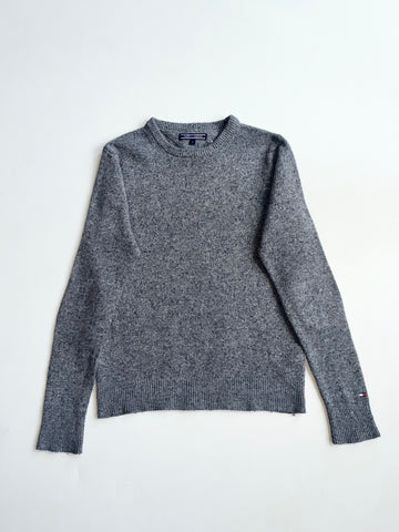 Vintage Tommy Hilfiger Grey Speckled Knit Crewneck Sweater (S)