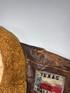 Vintage 90s Cotton Field Pure Leather A-2 Flight Bomber Jacket Military Patch Sherpa Collar, Distressed (XL)