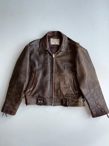 Avirex Type A-2 Distressed Brown Leather Flight Bomber Jacket (2XL)