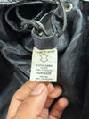 Vintage Patched Black Leather Biker Vest with Braided Trim & Side Lacing  (3XL)